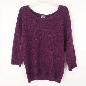UO Sparkle & Fade Plum 3/4 Sleeve Sweater (M)